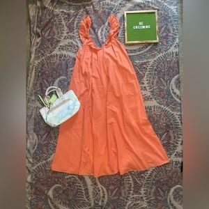 H&M maxi dress color orange great for beach or picnic days